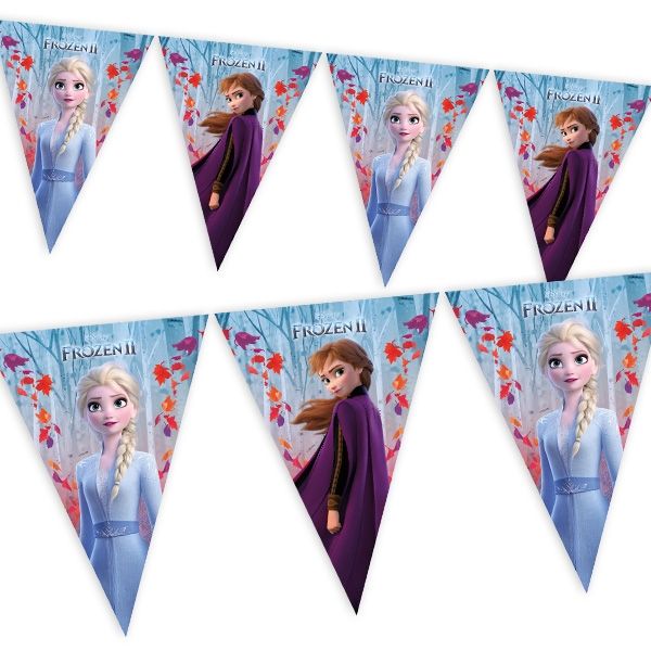 Frozen 2 Wimpelkette, 1 Stk, mit Anna und Elsa, 2,3m  - Onlineshop Geburtstagsfee