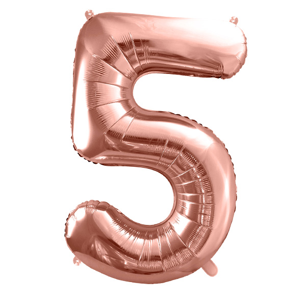 XXL Zahlenballon "5" zum 5. Geburtstag in rosègold, 86cm hoch