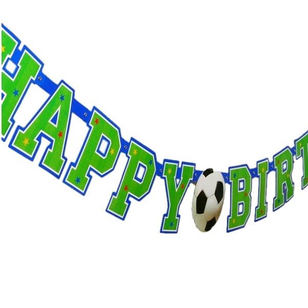 Fußball Buchstabenkette HAPPY BIRTHDAY 156cm, coole Partykette, Pappe