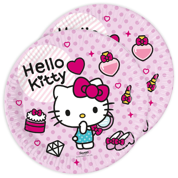 Partyteller Hello Kitty im 8er Pack, Ø 23cm