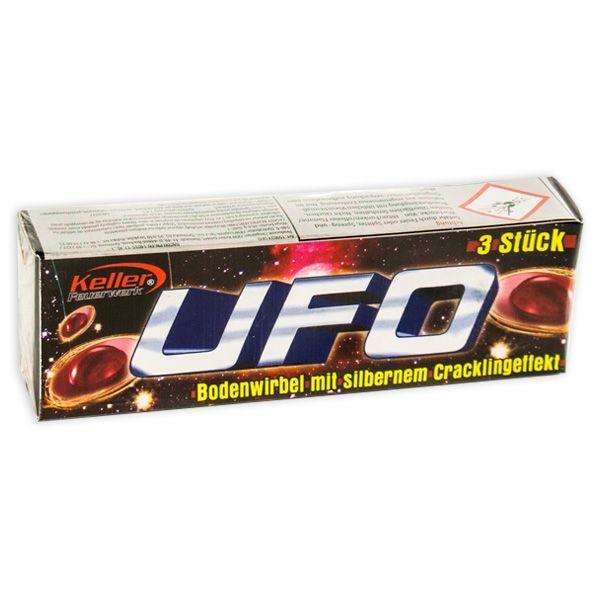 Wirbelnde UFO's, 3 Bodenwirbel mit Silbereffekt, Ganzjahresfeuerwerk