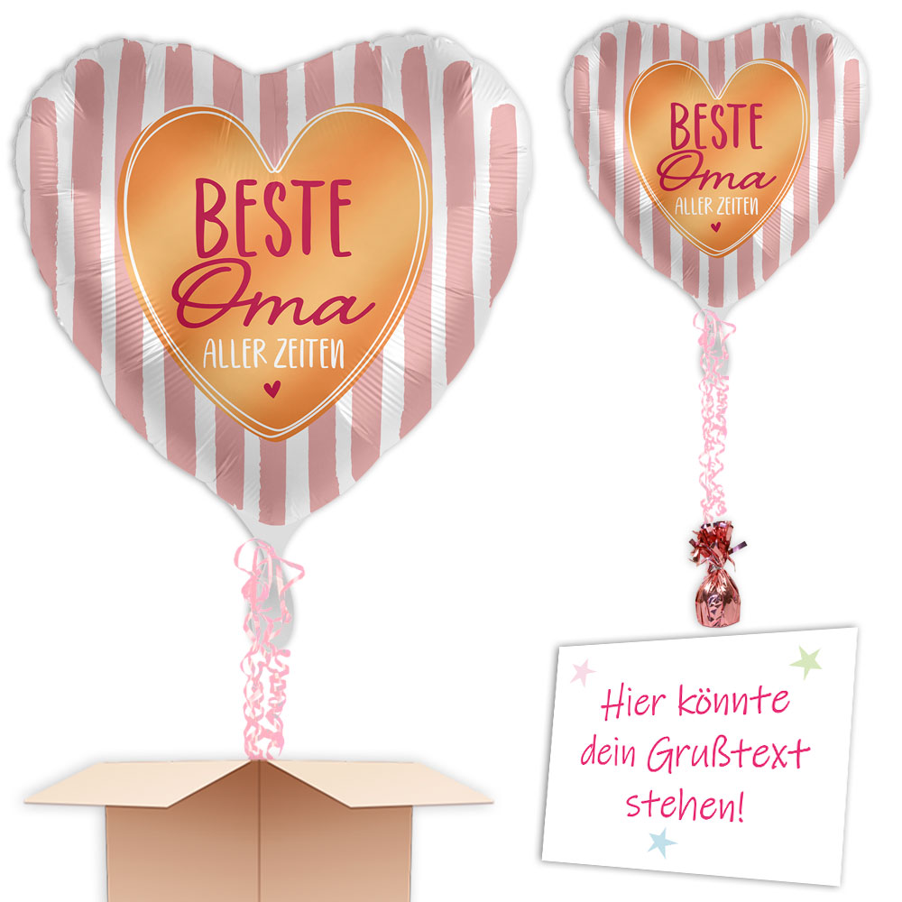 Beste Oma aller Zeiten Heliumballon mit Gewicht und Schmuckband senden