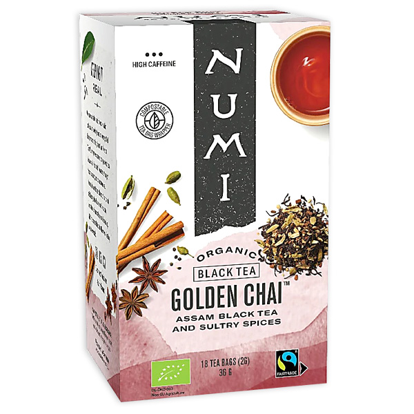 Numi Schwarzer Bio-Tee, Golden Chai, 18 Beutel