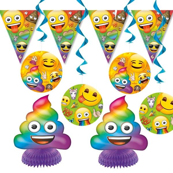 Emoji Rainbow Fun Dekoset für Ihre Raumdeko witzigen Smileys, 7-tlg.