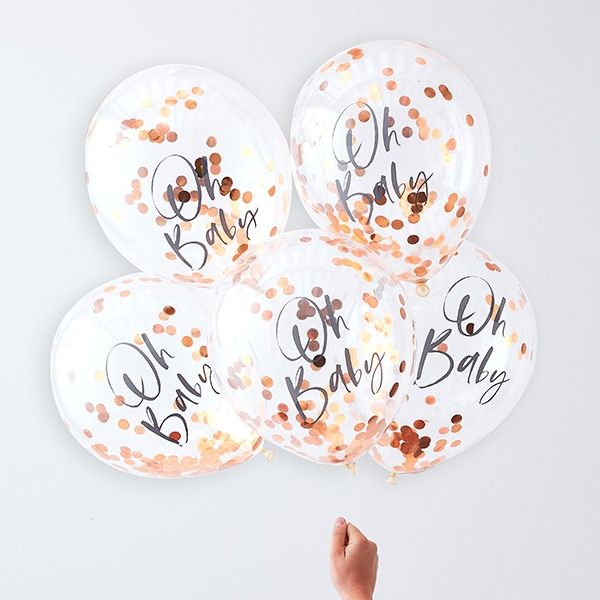 Babyparty "Oh Baby" Konfetti Ballons, 5 Stk, Ø 30cm, Twinkle Twinkle
