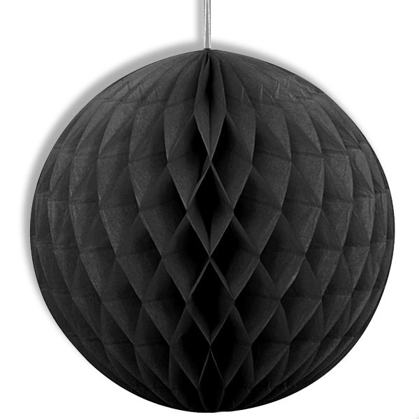 Schwarzer Wabenball mit Klebepads und Schnur zum Aufhängen 20 cm