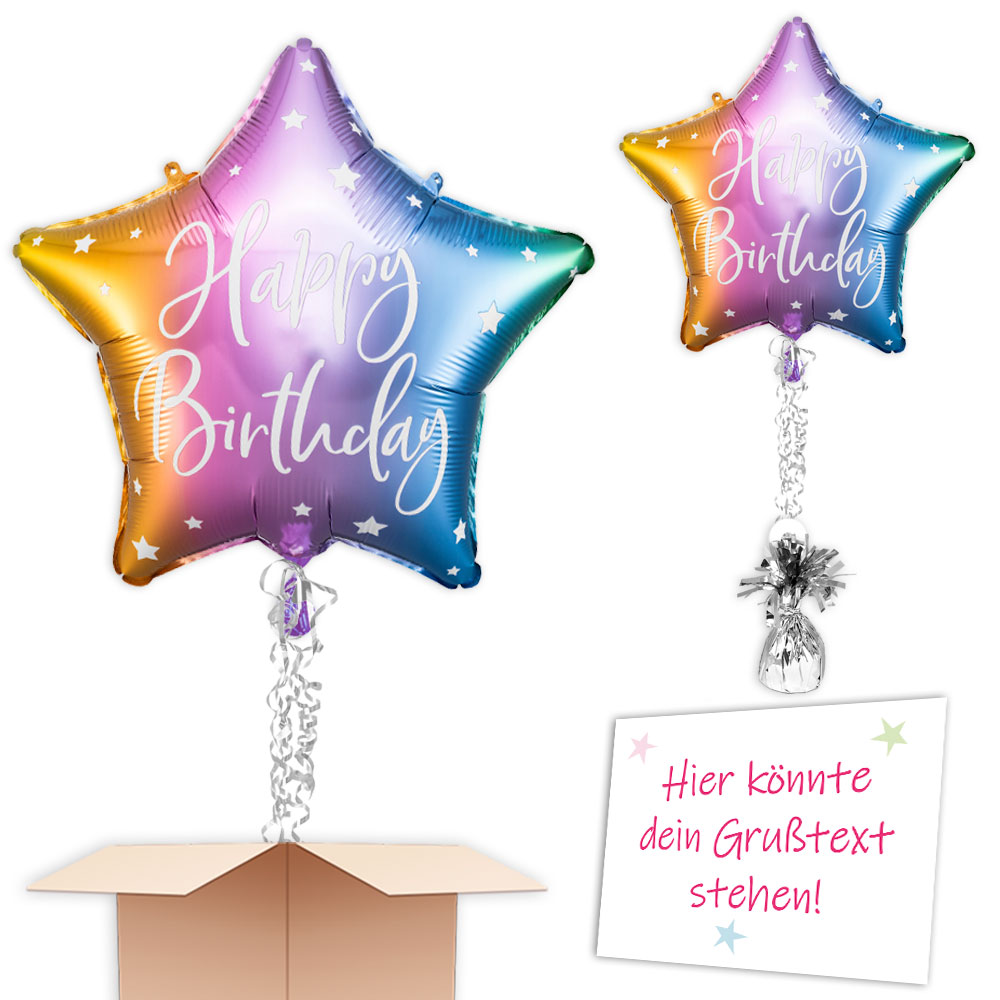Inkl. Helium, Bänder, Ballongewicht  Ballon Geburtstag "Happy Birthday "