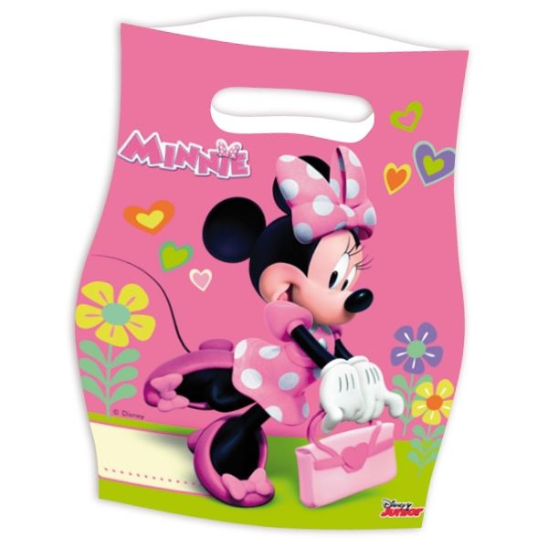 Minnie Tütchen, 6 Stk., 16cmx23cm, Partytüten mit Minnie Mouse, Folie