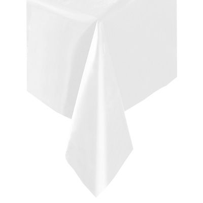 Tischdecke weiß, 137×274cm, einfarbige Partytischdecke aus Folie
