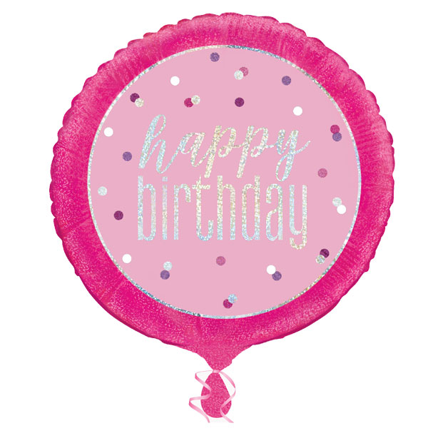 Glitzernder Happy Birthday-Ballon, prismatisch, ca. 45cm, zur Heliumbefüllung geeignet