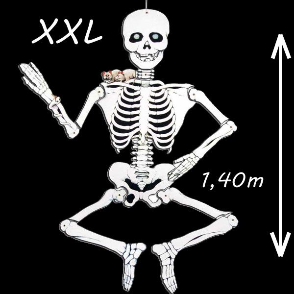 Skelett XXL, 1,4m, Deko für Halloween und Gruselpartys, 1 Stück, Pappe