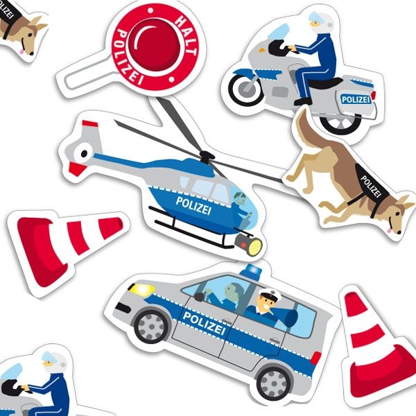 Polizei Motivkonfetti mit Polizeiauto, Hubschrauber, Motorrad etc., 24 Teile  - Onlineshop Geburtstagsfee