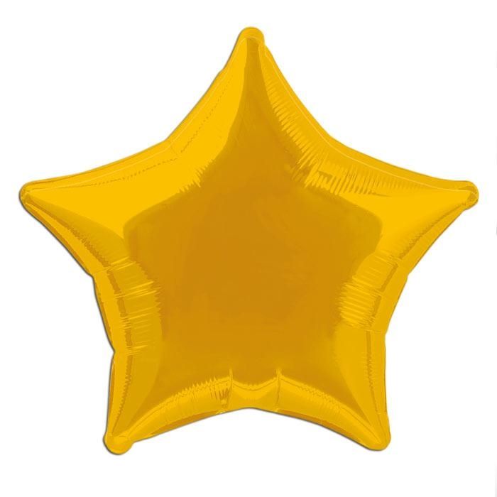 Folienballon golden als Stern 45cm, metallisch glänzender Heliumballon