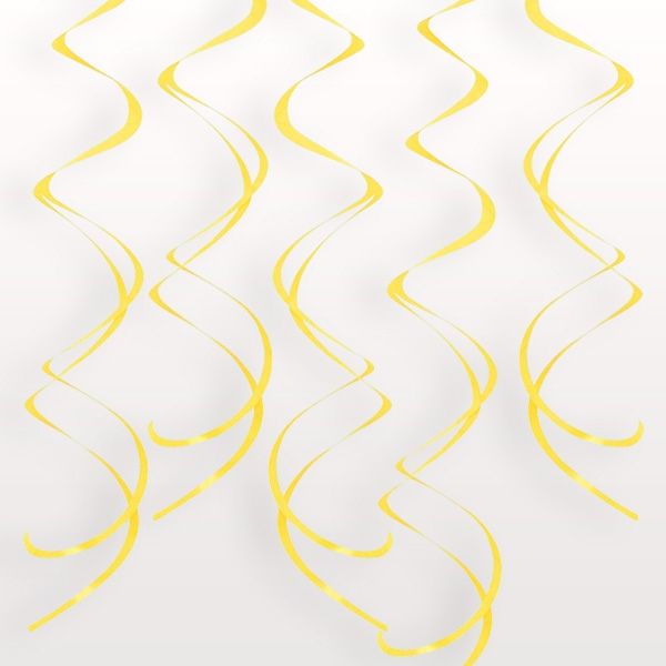 Deko-Spiralen in Gelb als hängender Festschmuck, aus Folie, 8 Stück