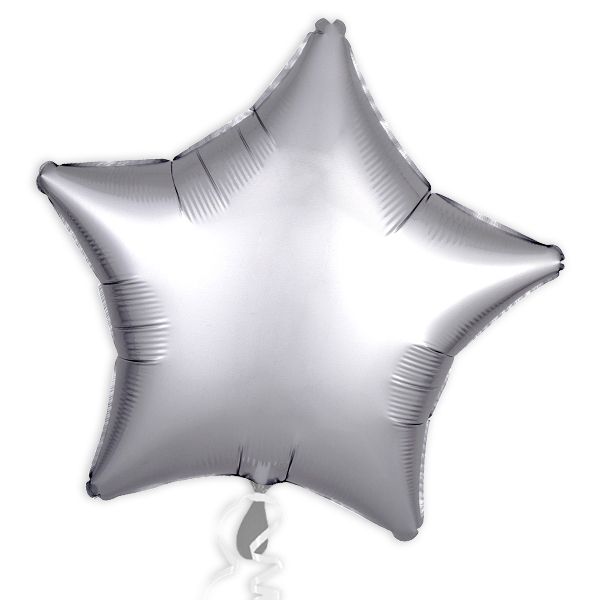 Folienballon Stern, Satin Luxe Platin-Silber, 45 cm