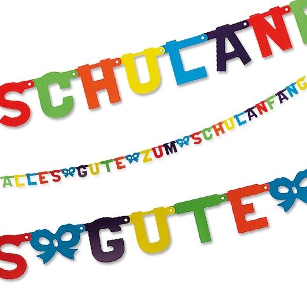 Buchstabenkette Alles Gute zum Schulanfang 2,86m, veredelte Pappe  - Onlineshop Geburtstagsfee