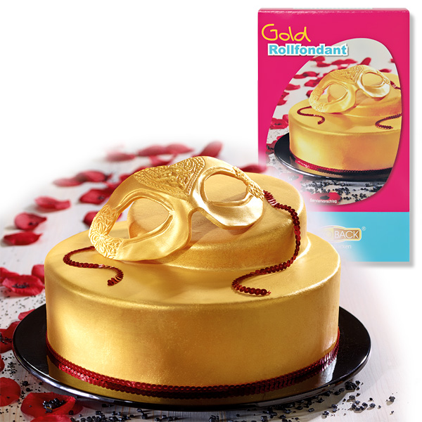 Goldfarbener Rollfondant, 250g plus Farbpulver, für Torte u. Kuchen