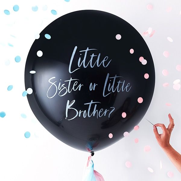 Babyparty XXL Luftballon, Enthüllung Junge oder Mädchen, Ø 80cm