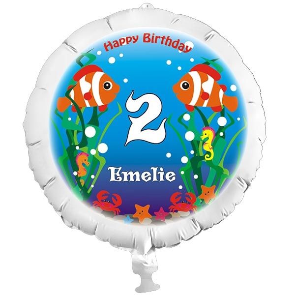 Fotoballon Unterwasserwelt mit Clownfischen, Seepferdchen, Folienballon Kinder