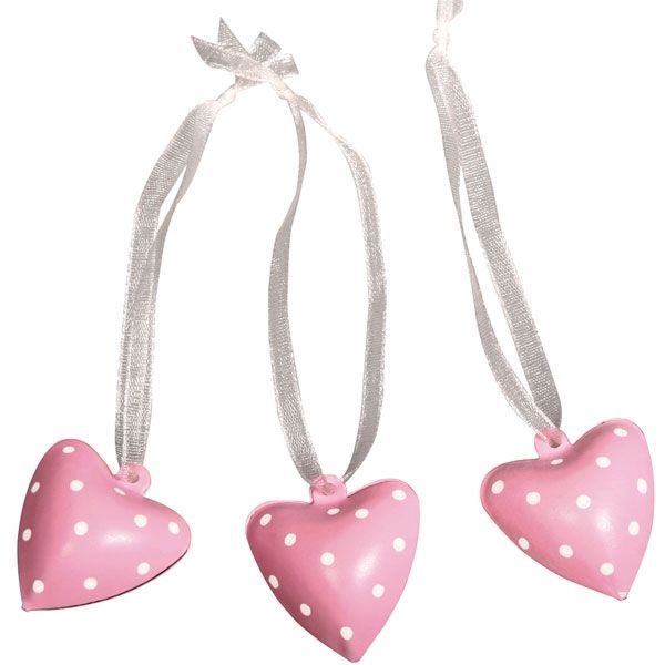 Glöckchen-Herzen pink im 6er Pack als Geschenkanhänger für Mädchen