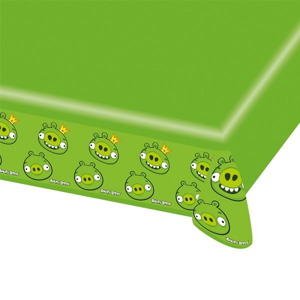 Angry Birds Tischtuch grün 1,2×1,8m, Geburtstagstischdecke aus Folie