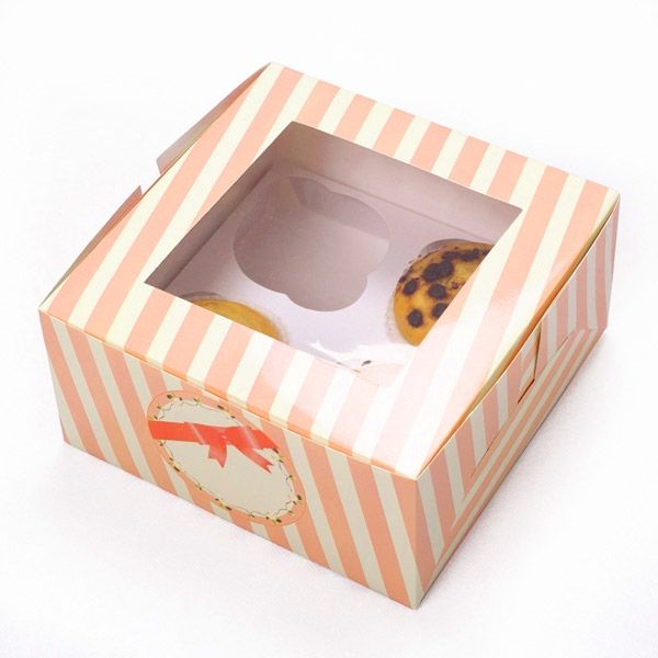 Muffin-Box, orange gestreift, 2 Stück