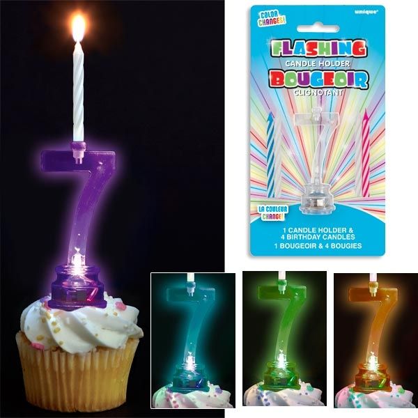 Blinkende Nummer Kerze Halter & 4 Kuchen Dekoration Happy Geburtstag 