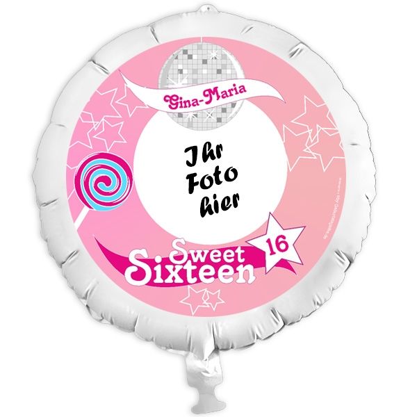 Geschenkballon mit Foto zur Sweet Sixteen