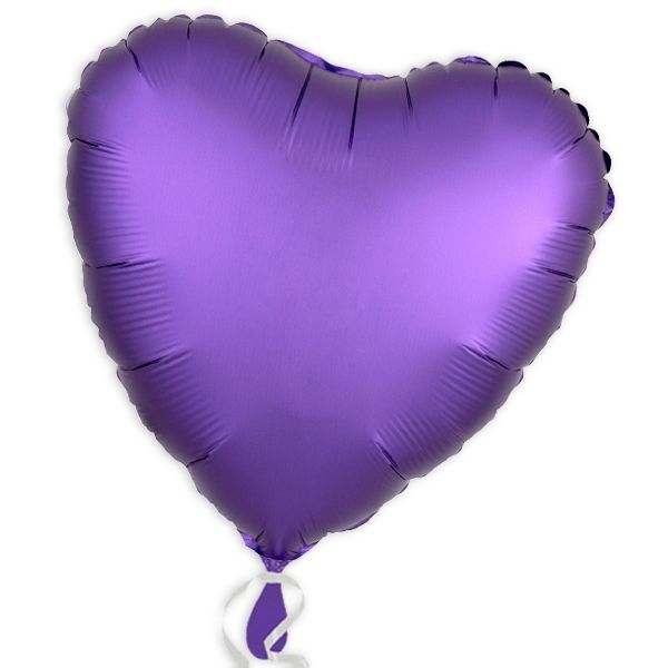 Lila Folienballon als Herz, violetter Herzballon aus Folie, 34 cm, 1 Stück
