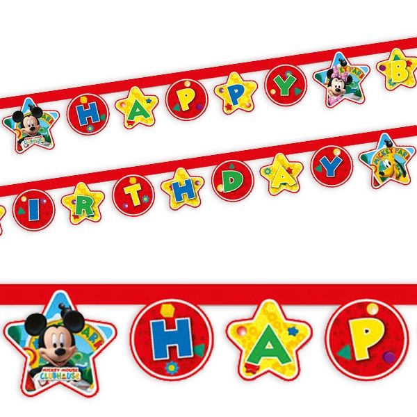 Mickey Maus Buchstabenkette mit Happy Birthday Glückwunsch, 2,1m
