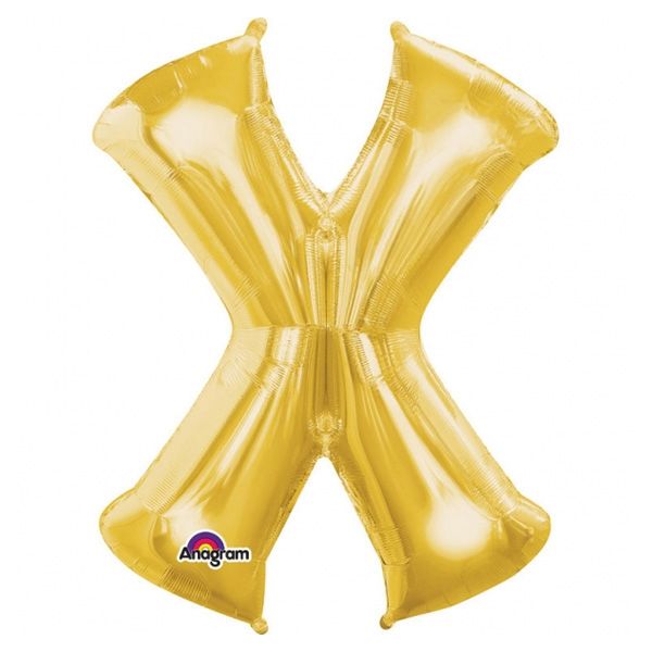 Folienballon Buchstabe "X" für goldene Namen in der Deko, 80 cm