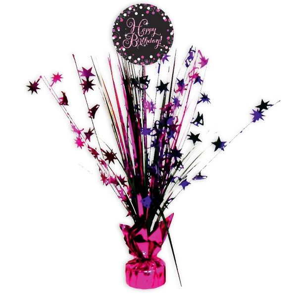 Sparkling Celebr. Tischkaskade "Happy Birthday", pink, 46cm