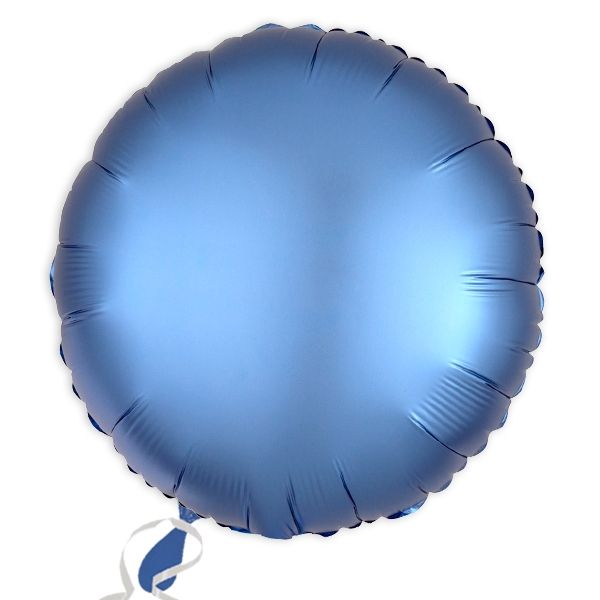 Folieballon rund Satin Luxe Azurblau, 34 cm