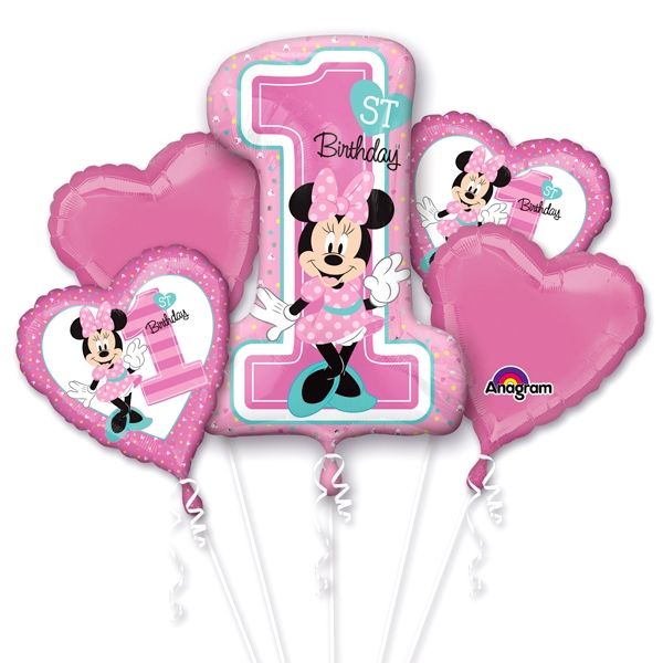 "Minnie Mouse 1. Geburtstag Mädchen" Ballon-Set, 5-teilig