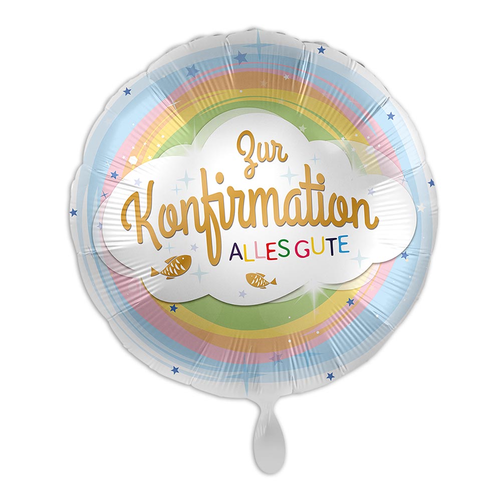 Konfirmation , Motiv Regenbogen, Heliumballon rund Ø 34 cm  - Onlineshop Geburtstagsfee