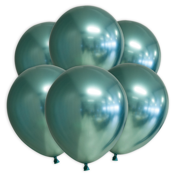 Grüne Luftballons mit Spiegeleffekt, 10 Stk., 30cm