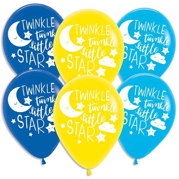 Twinkle - Little Star Luftballons 6 Stk, Ø 27,5cm, Babyparty