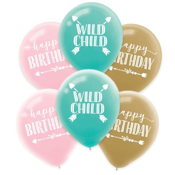 Boho Chic Hippie Party, 6 Luftballons mit Druck, Partyballons