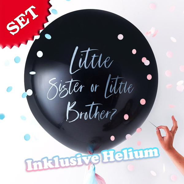 Ballongas-Set "Little Brother or Little Sister?" 20er Heliumgas + XXL Ballon