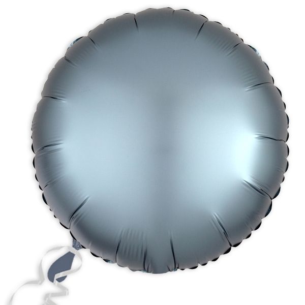 Folieballon rund Satin Luxe Stahl-Blau, 34 cm
