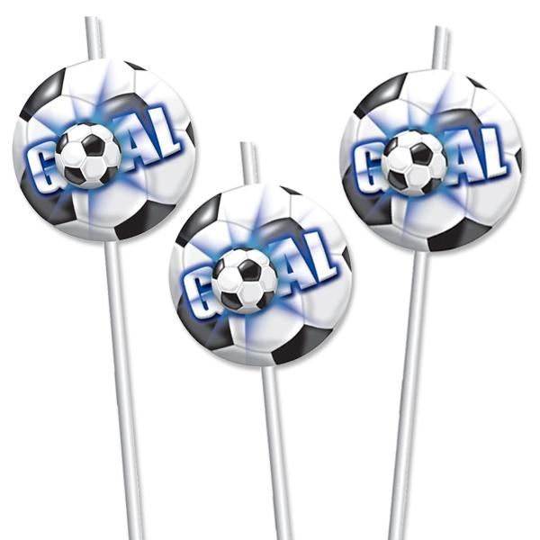 Fußball-Trinkröhrchen mit Aufschrift "Goal" aus Plastik, 6er Pack
