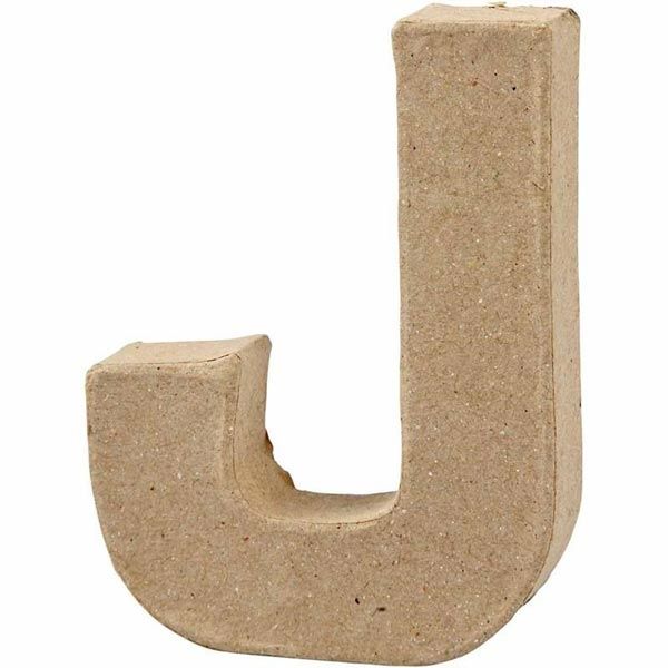 J Buchstabe, handgearbeitet aus Pappe, zum Bemalen/Bekleben, ca. 10 cm