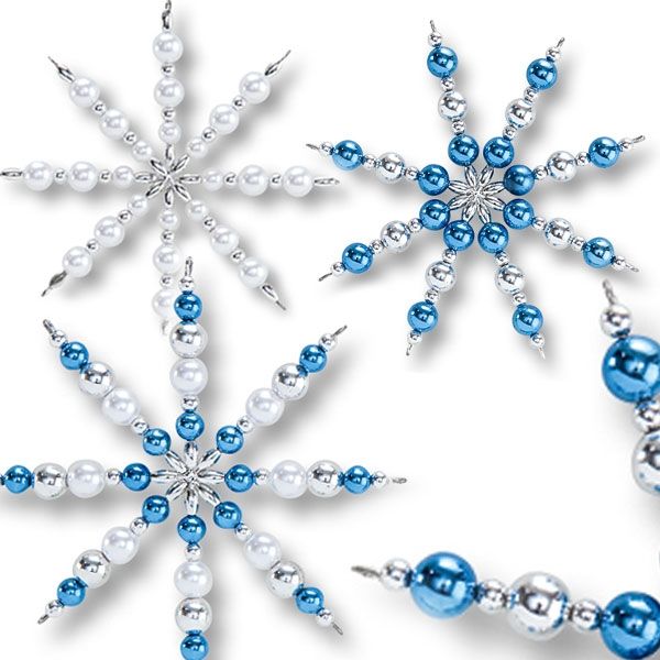 Bastelset für Perlensterne in Blau, viele glänzende Kunststoffperlen