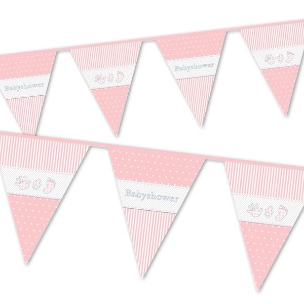 Baby Shower Girl Wimpelkette, rosa, Folie, für Indoor- & Outdoor-Partys