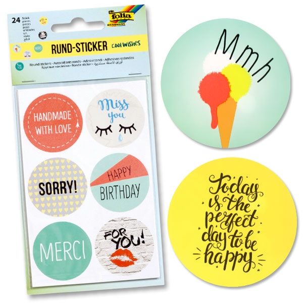 Sticker Set Cool Wishes, Sprüche-und Glückwünsche-Aufkleber, 24 Stück