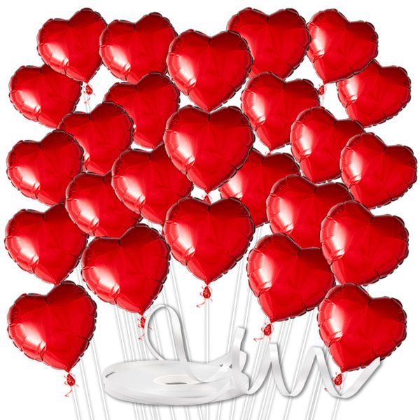 Love Ballonset mit 50 Herzballons und 50m Ballonschnur