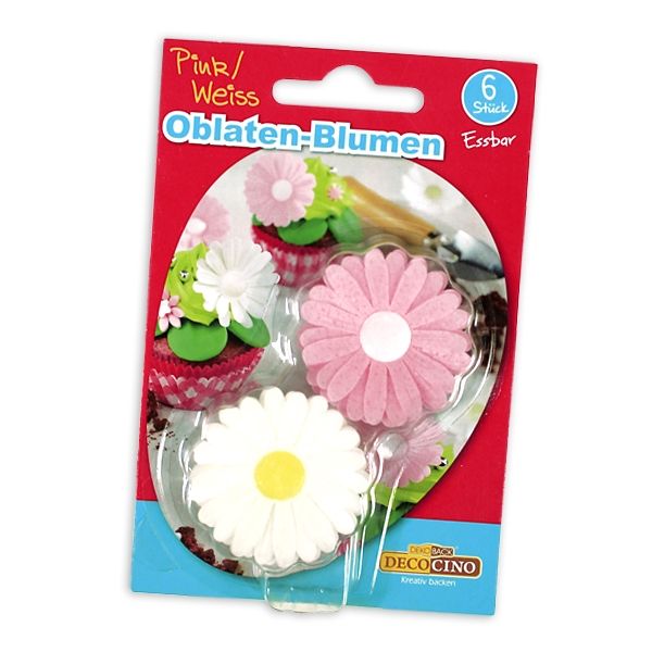 6 Essbare Oblaten-Blümchen, Esspapier-Blumen Tortendekoration