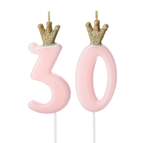 Zahlenkerzen-Set zum 30. Geburtstag in rosa