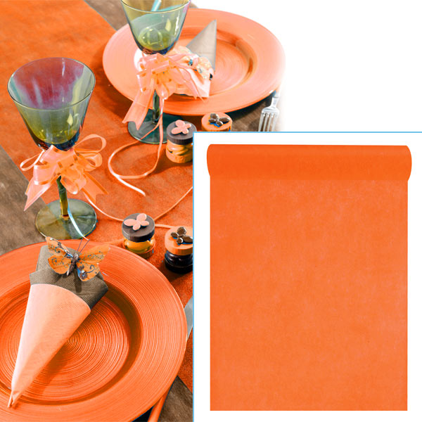 Tischläufer in Orange, Vlies, 10m x 30cm, wunderschöne Tischdeko
