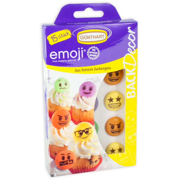 Emoji Tortendeko aus Zucker, 15 Stück